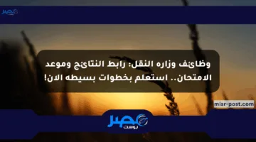 وظائف وزارة النقل: رابط النتائج وموعد الامتحان.. استعلم بخطوات بسيطة الآن!